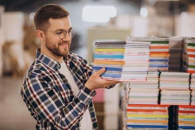 Man working on printing house with paper